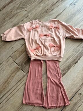 next Pink Bow Sweatshirt with Dusty Rose Flared Pajama Set